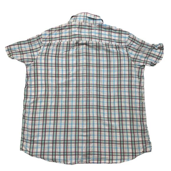 TAILOR BYRD Multicolor Woven Cotton Plaid Button Up Shirt 2XL Mens White Blue - Picture 2 of 6